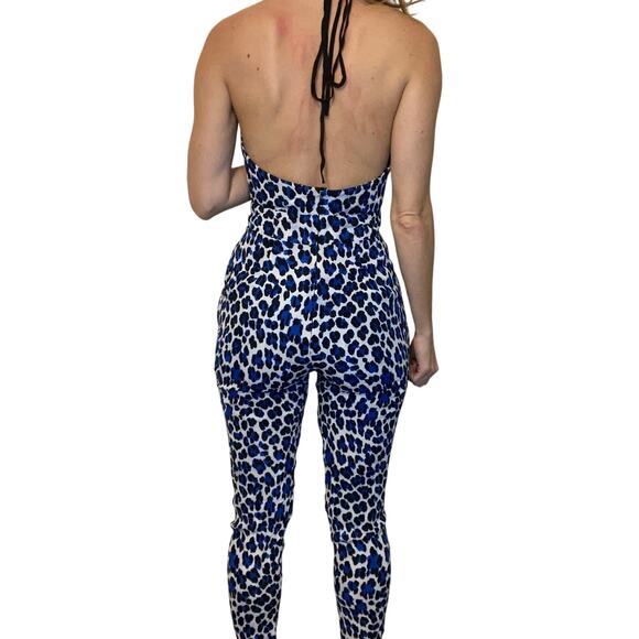 Karina Grimaldi Animal Print Halter Open Back Jumpsuit Maximalism - Picture 4 of 11